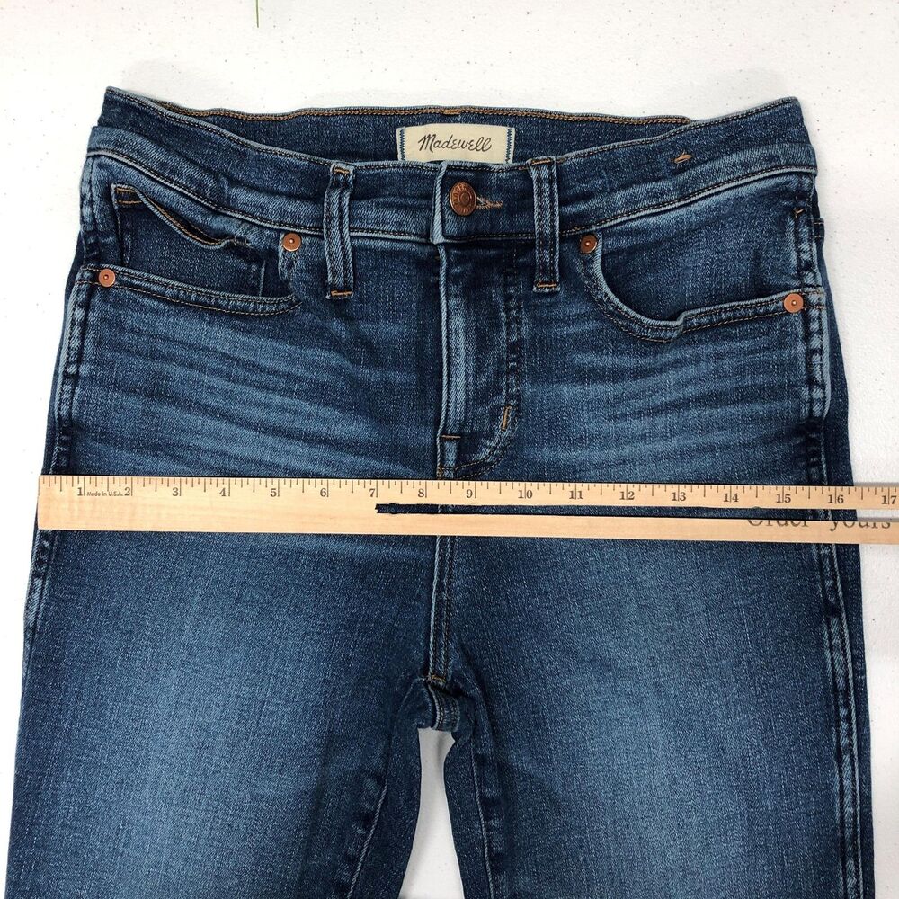 Madewell Stovepipe Jeans Womens 28P Blue Mid Rise Slim Straight Denim Stretch - Picture 8 of 13